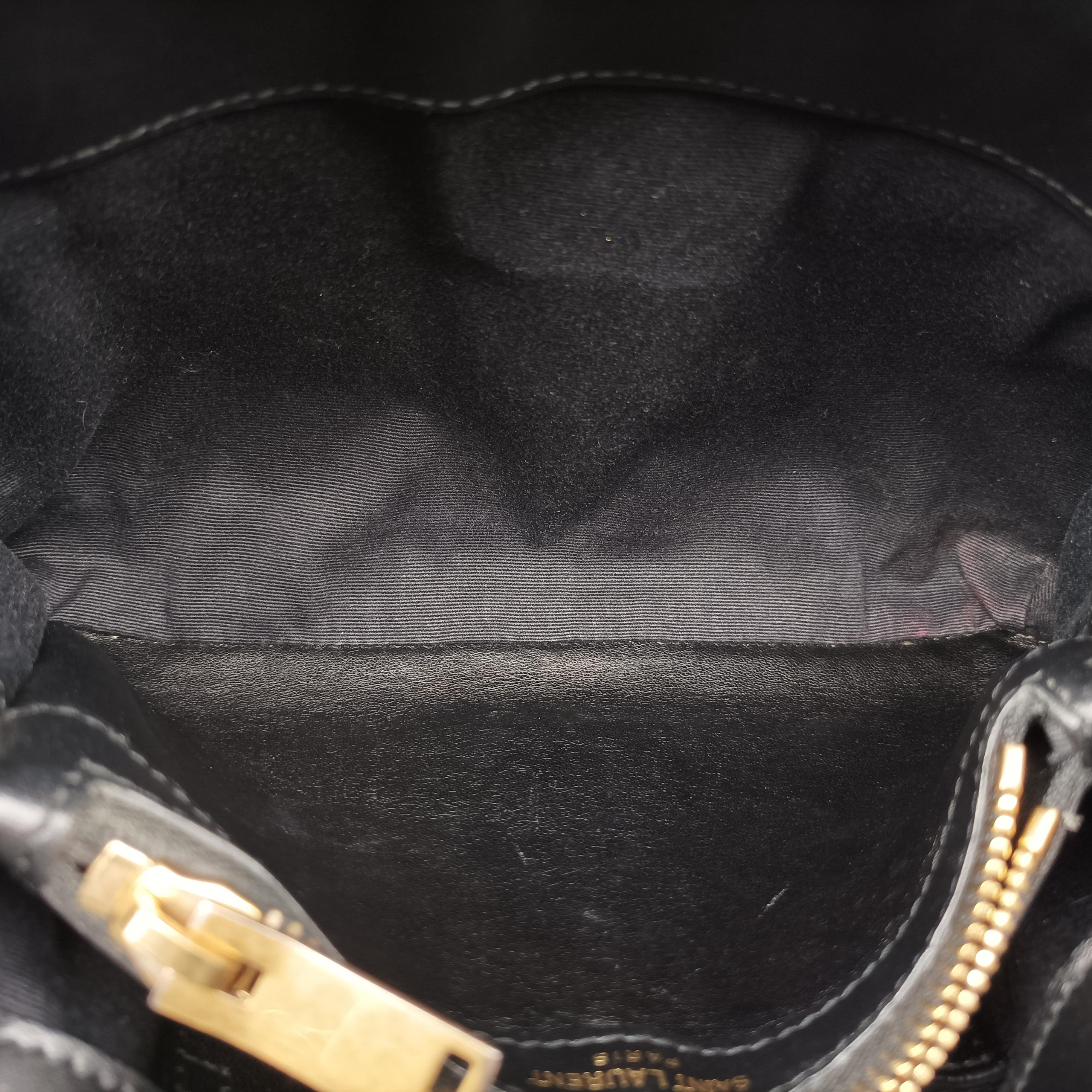 Pre-owned Yves Saint Laurent COLLEGE Black Leather x Suede 428056 shoulderbag | stylenewstar