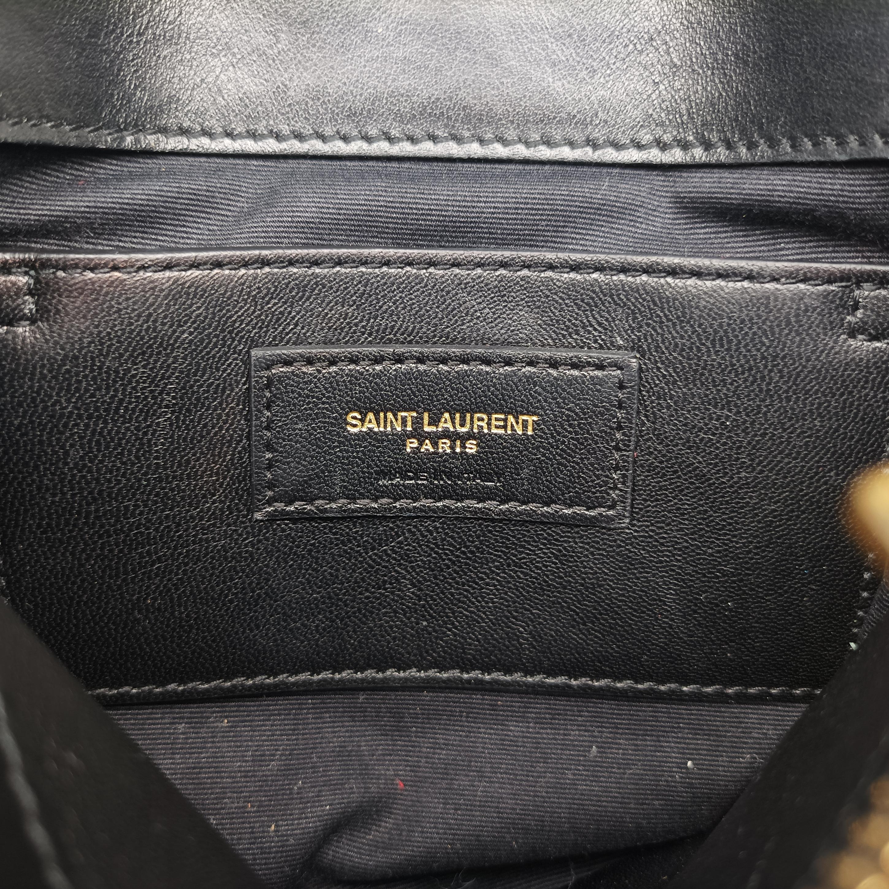 Pre-owned Yves Saint Laurent COLLEGE Black Leather x Suede 428056 shoulderbag | stylenewstar
