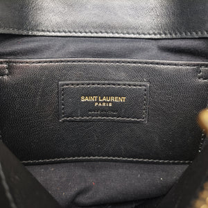 Pre-owned Yves Saint Laurent COLLEGE Black Leather x Suede 428056 shoulderbag | stylenewstar