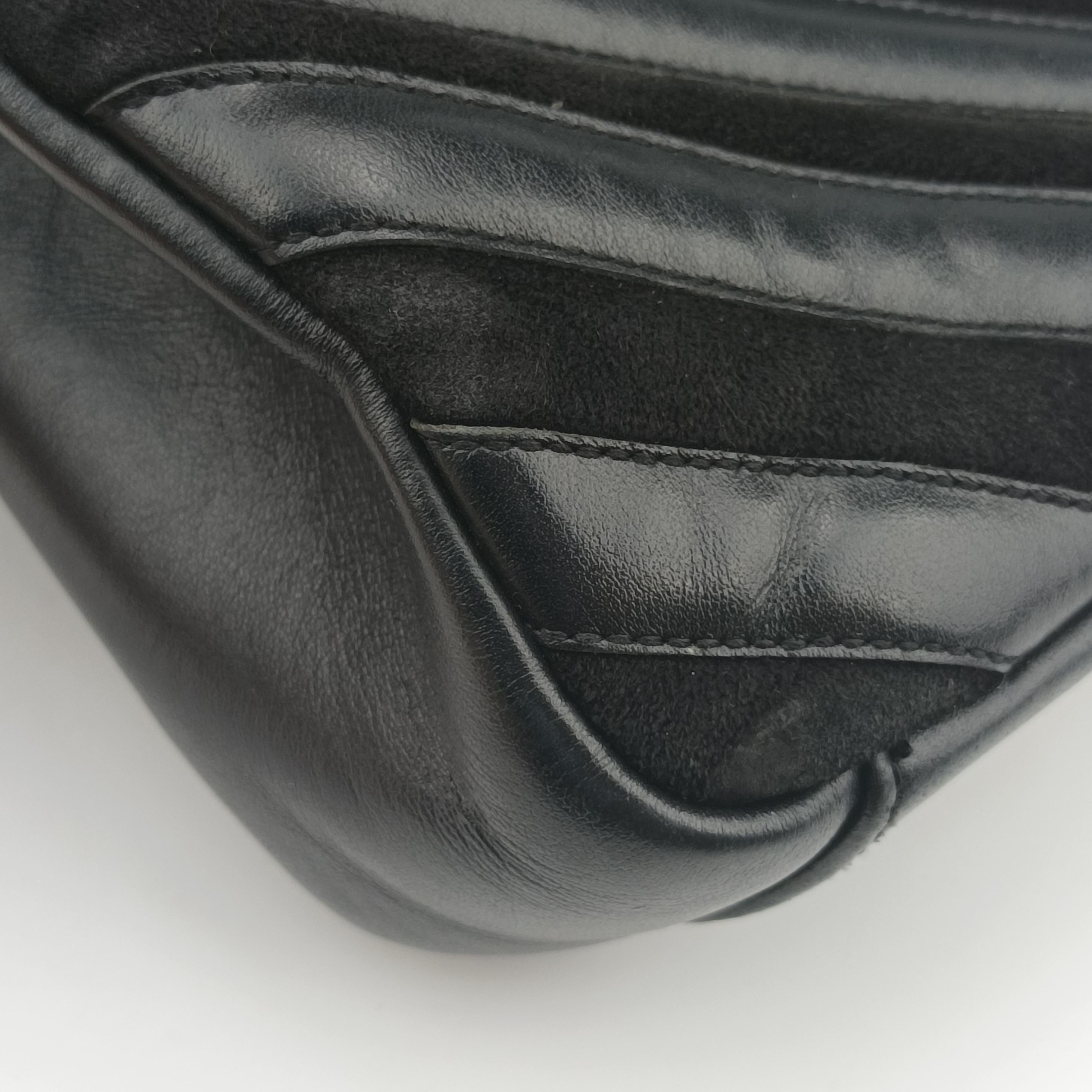 Pre-owned Yves Saint Laurent COLLEGE Black Leather x Suede 428056 shoulderbag | stylenewstar