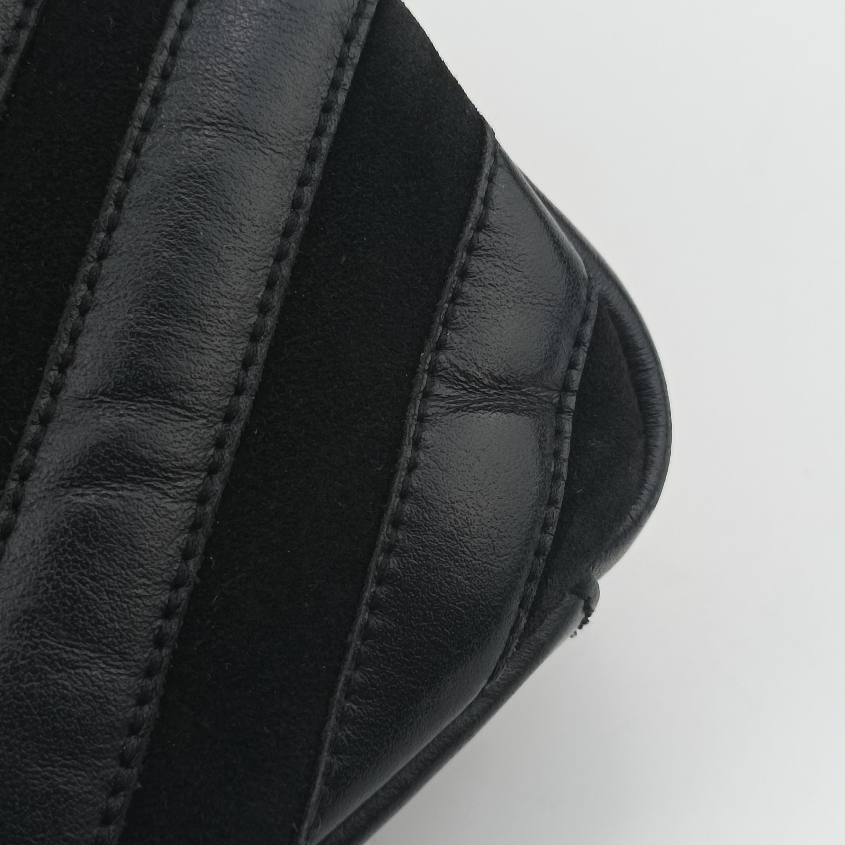 Pre-owned Yves Saint Laurent COLLEGE Black Leather x Suede 428056 shoulderbag | stylenewstar