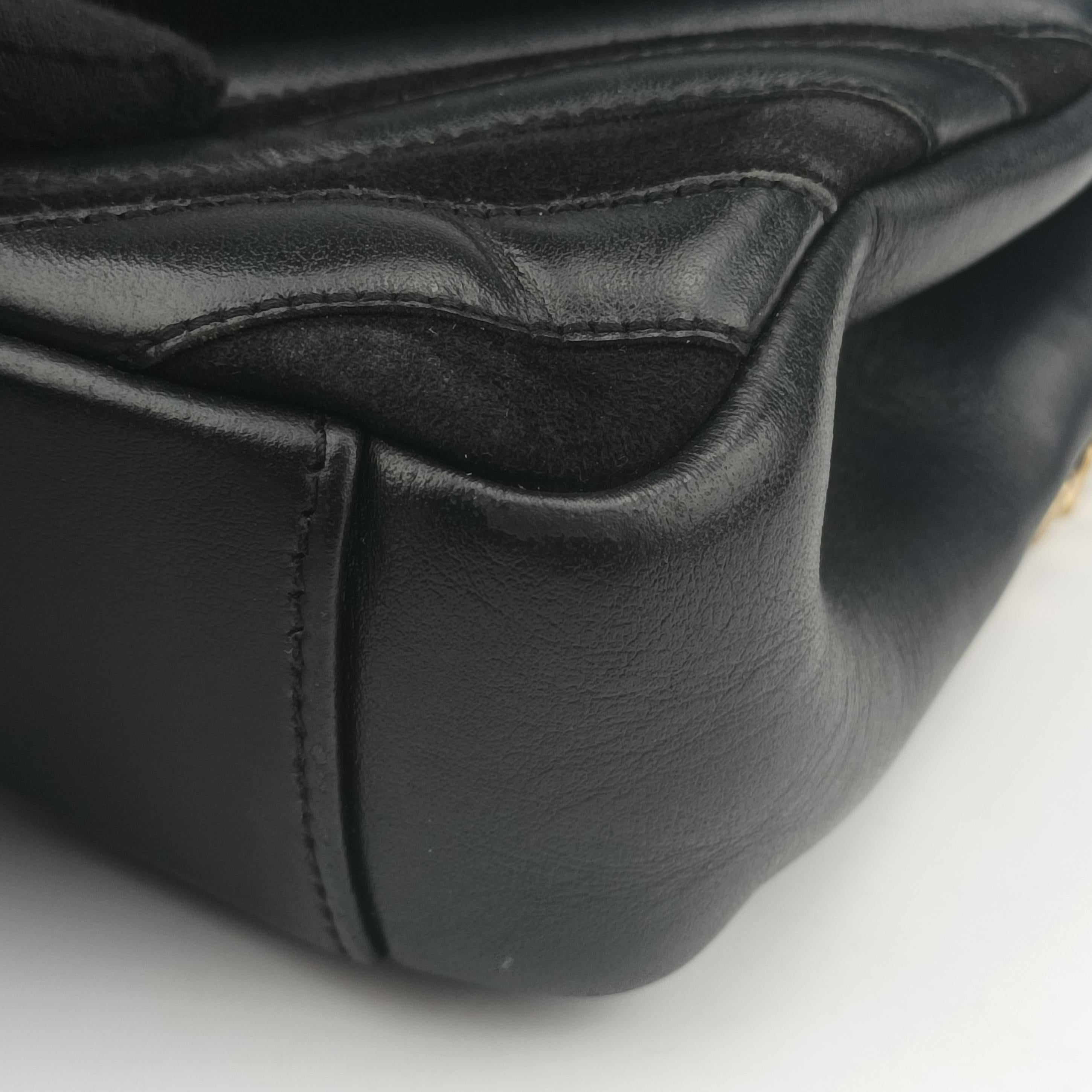 Pre-owned Yves Saint Laurent COLLEGE Black Leather x Suede 428056 shoulderbag | stylenewstar