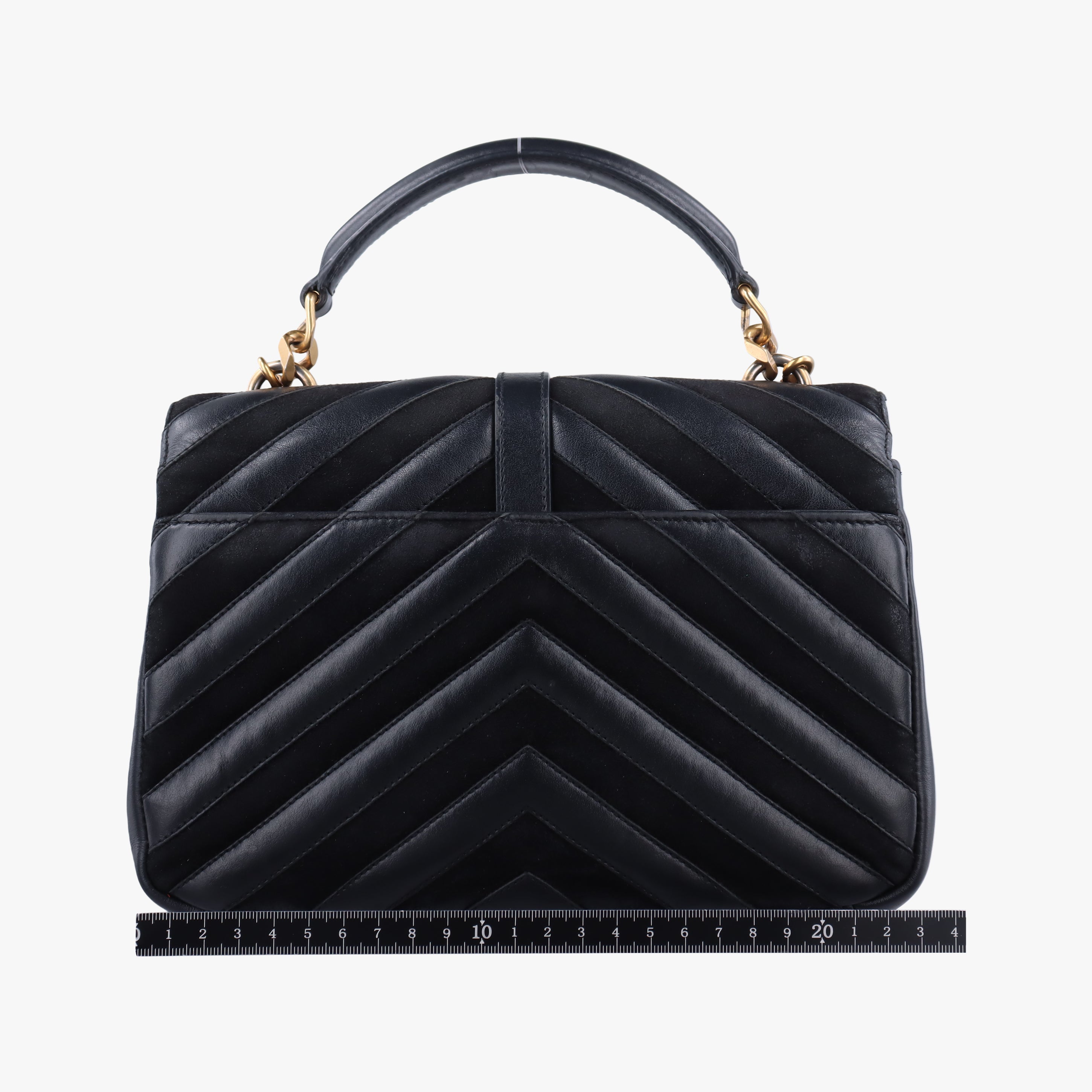 Pre-owned Yves Saint Laurent COLLEGE Black Leather x Suede 428056 shoulderbag | stylenewstar