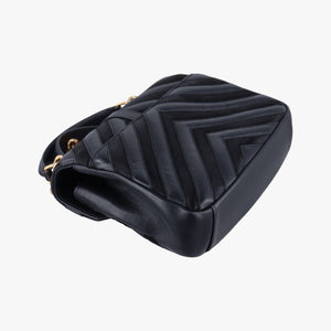 Pre-owned Yves Saint Laurent COLLEGE Black Leather x Suede 428056 shoulderbag | stylenewstar