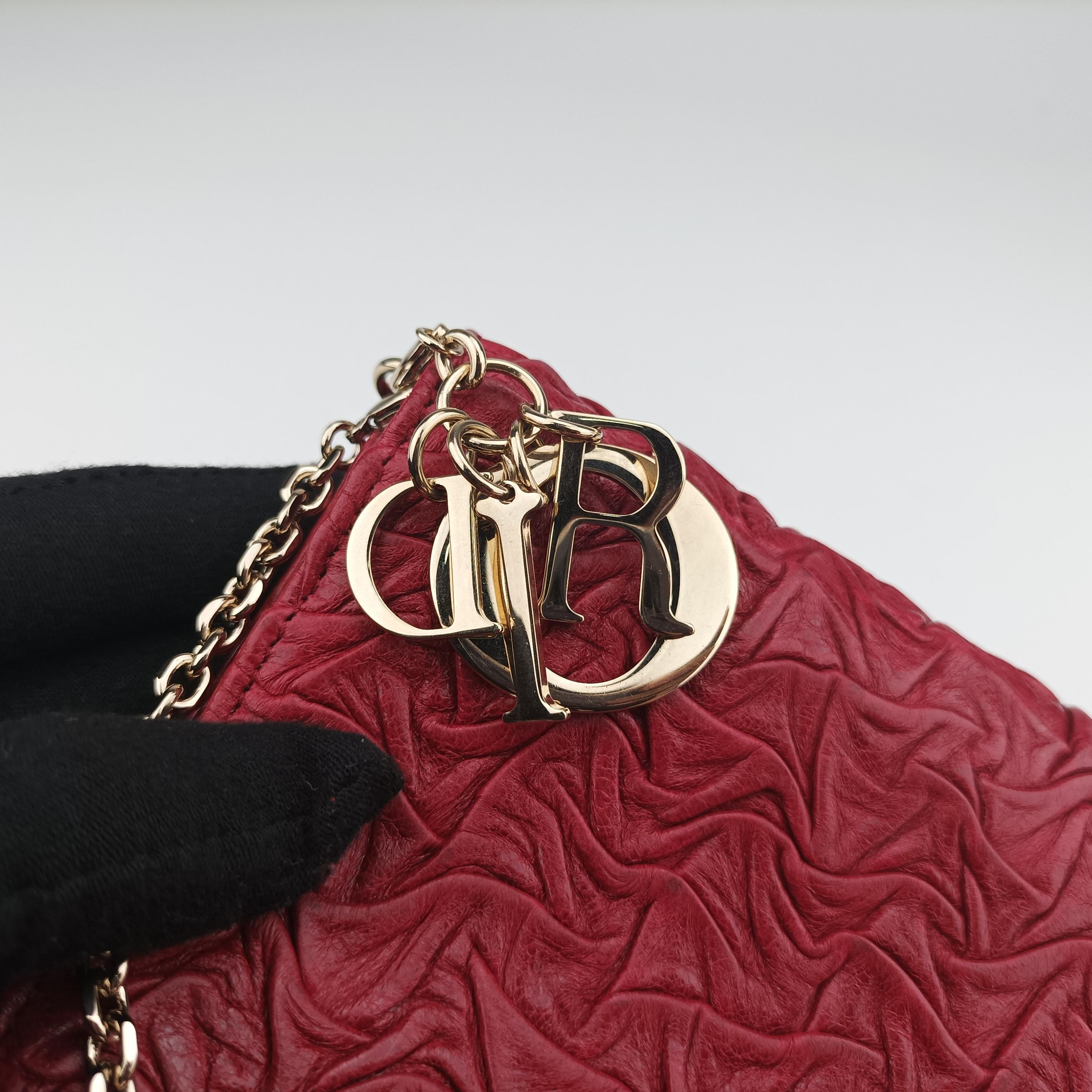 Vintage Christian Dior Lady Dior Red Lambskin  shoulderbag | stylenewstar