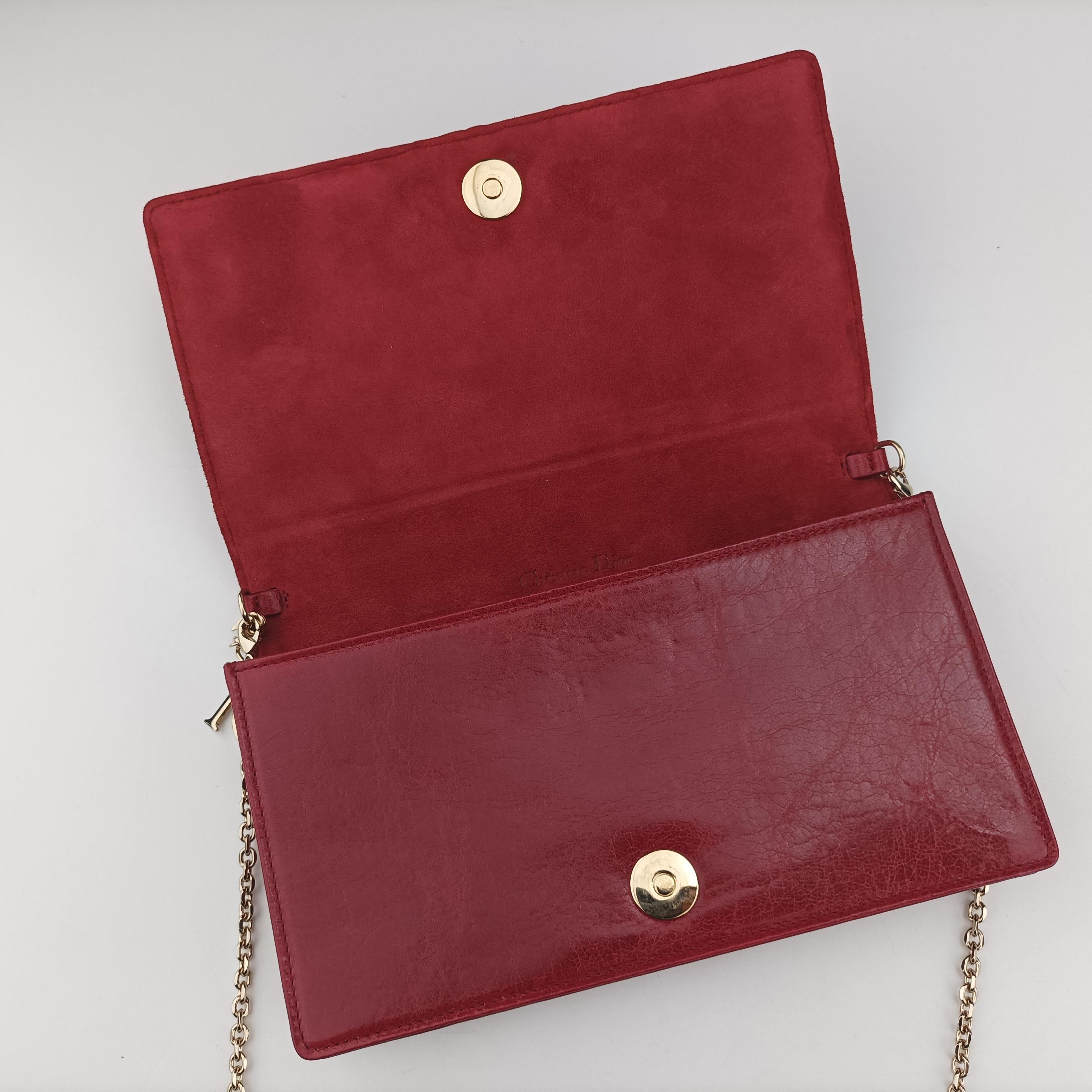 Vintage Christian Dior Lady Dior Red Lambskin  shoulderbag | stylenewstar
