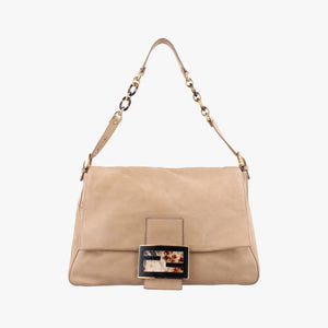 Pre-owned Fendi Big Mamma Forever Flap Beige Leather 8BR638 shoulderbag | stylenewstar