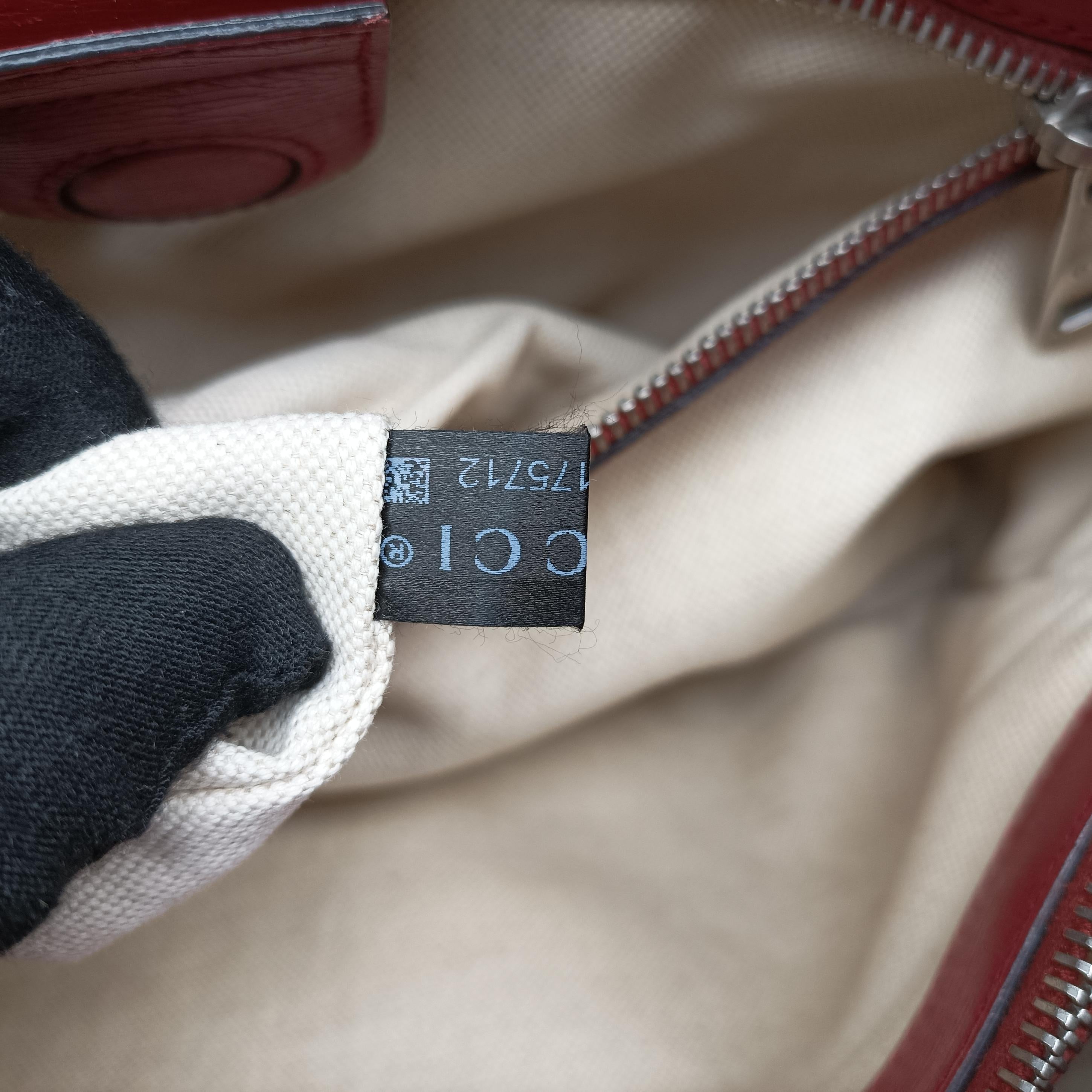 Secondhand Gucci Bamboo Shopper Red×Multicolour Leather 323660 handbag | stylenewstar