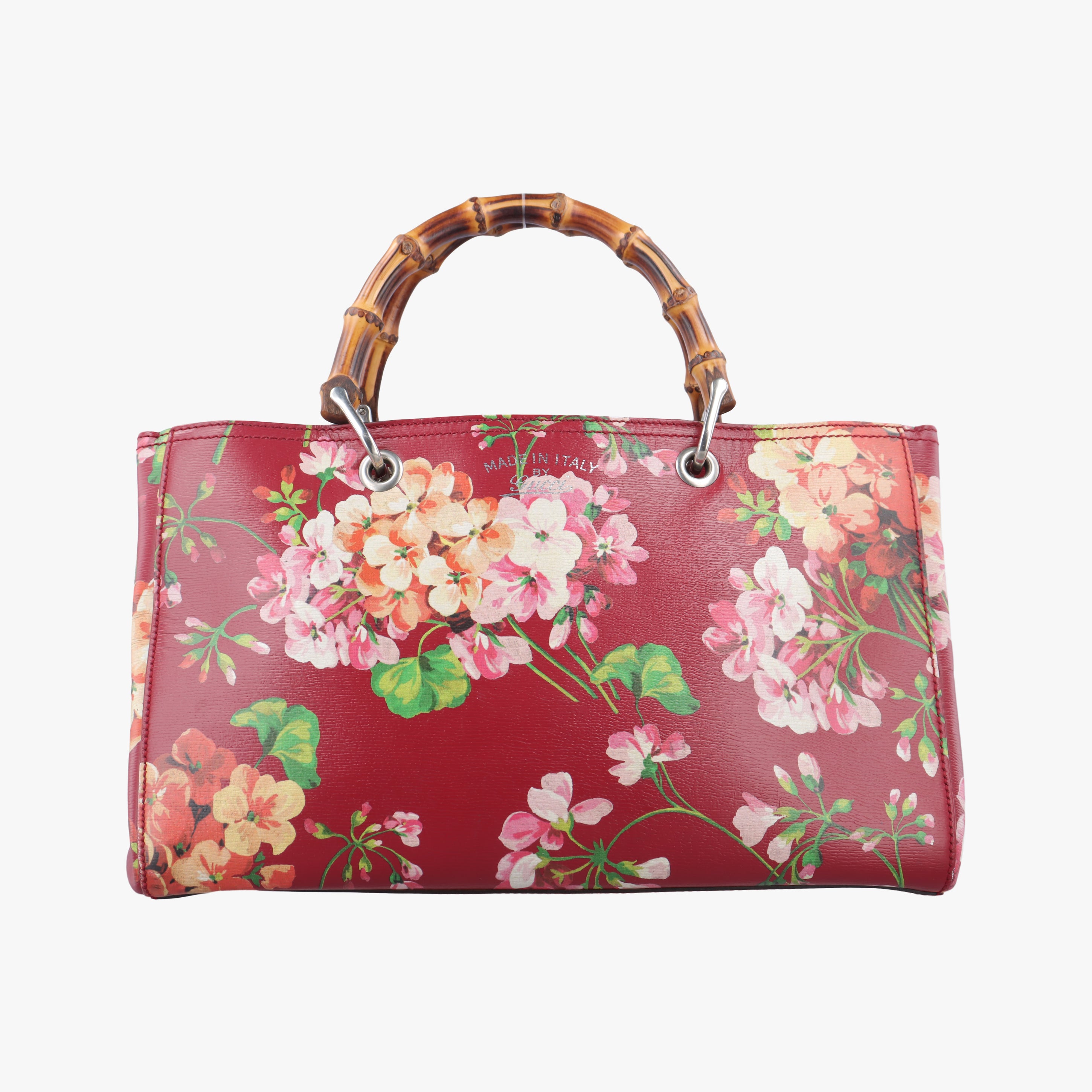 Secondhand Gucci Bamboo Shopper Red×Multicolour Leather 323660 handbag | stylenewstar