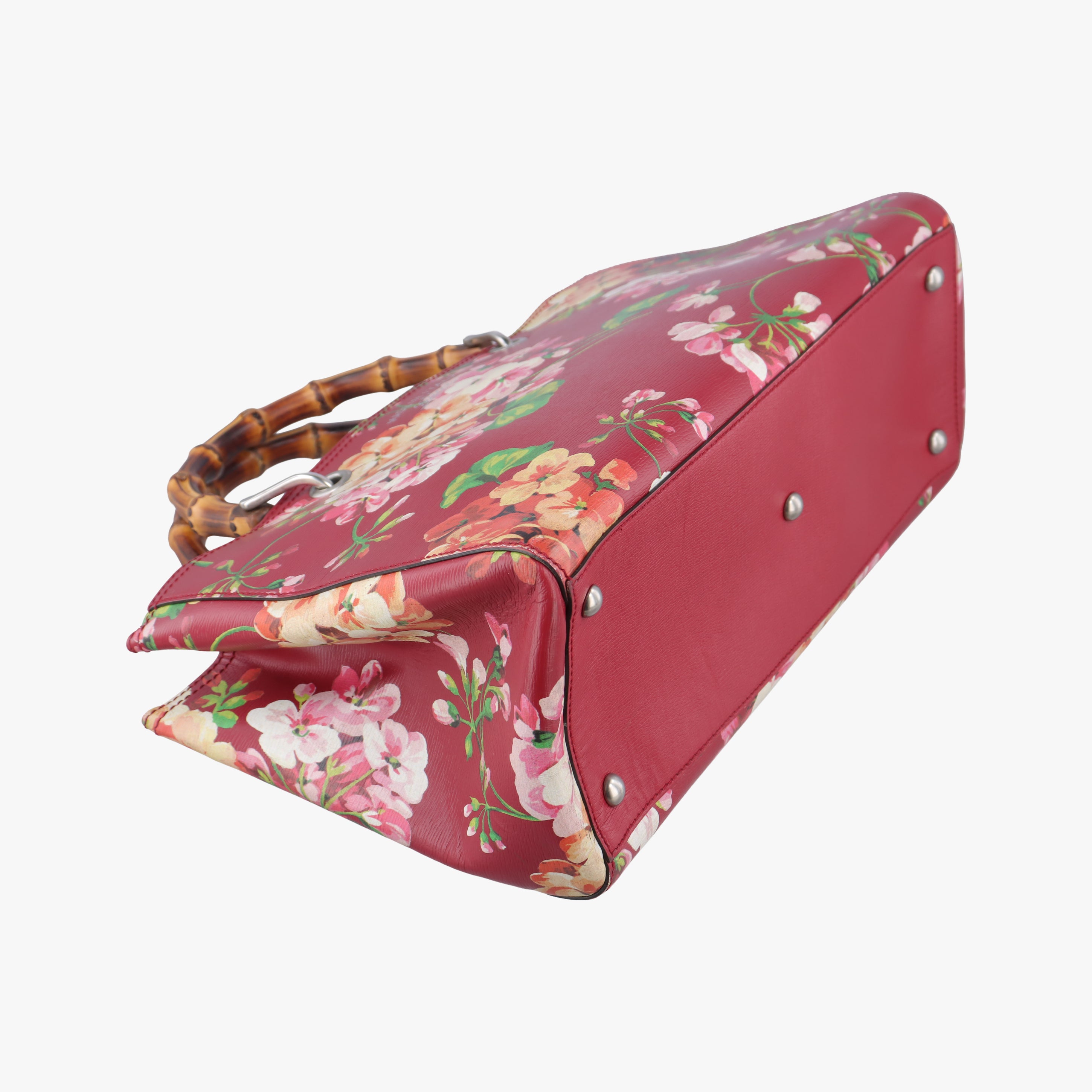 Secondhand Gucci Bamboo Shopper Red×Multicolour Leather 323660 handbag | stylenewstar