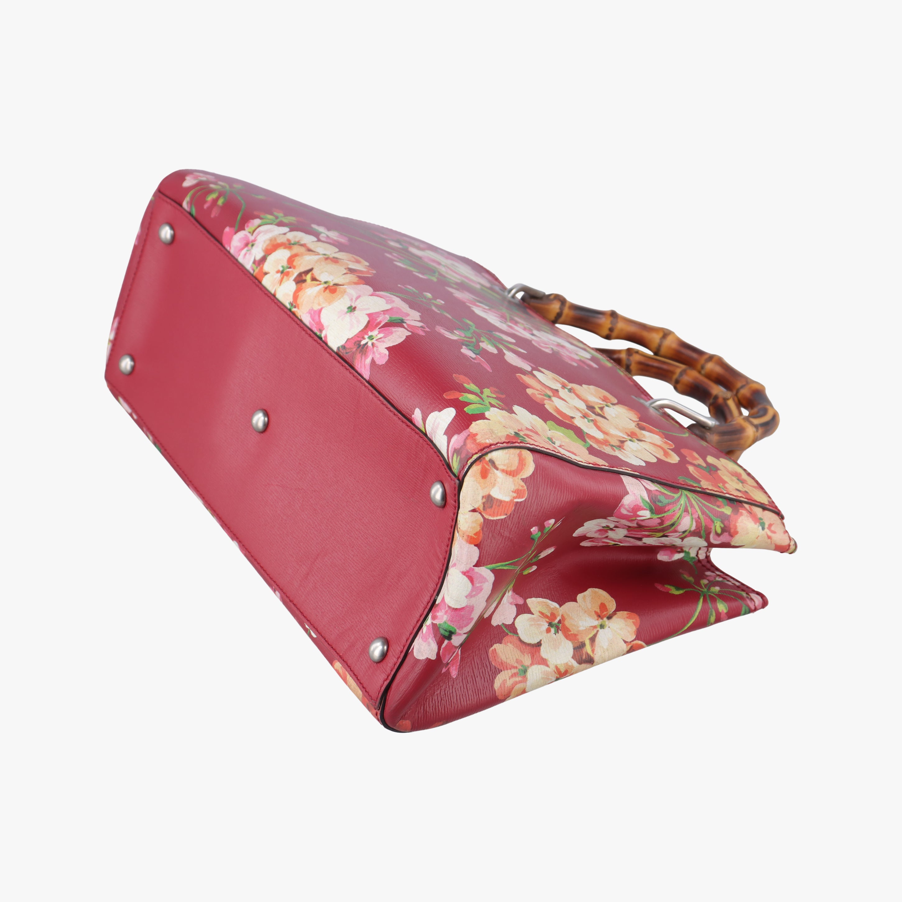 Secondhand Gucci Bamboo Shopper Red×Multicolour Leather 323660 handbag | stylenewstar