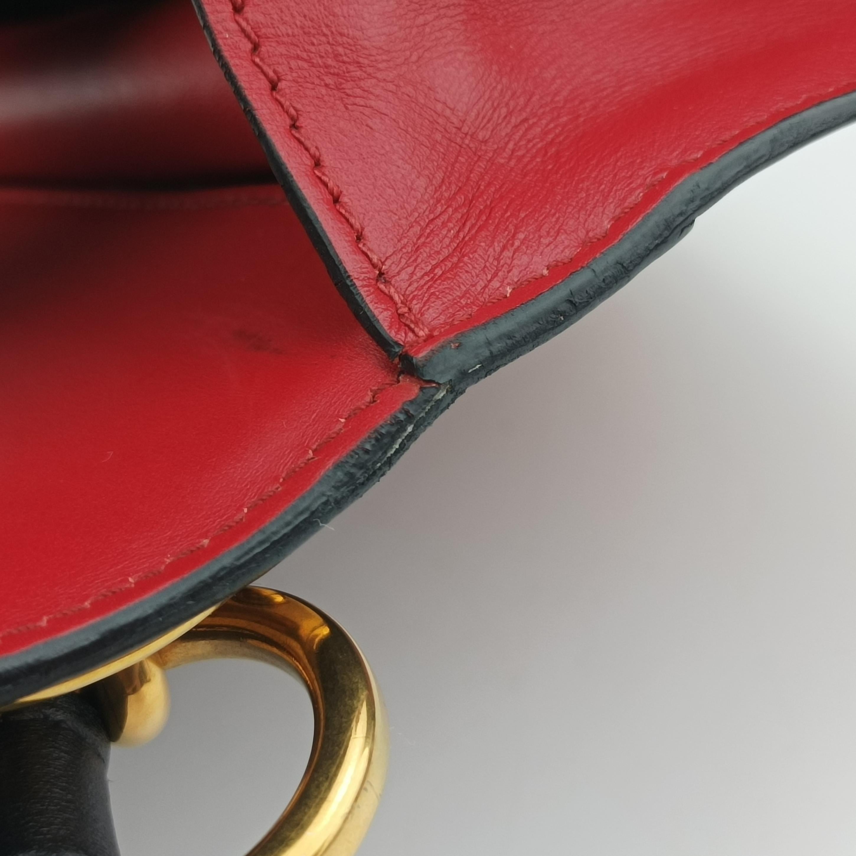 Pre-owned Prada Cahier Red x Black Leather 1BD045 shoulderbag | stylenewstar