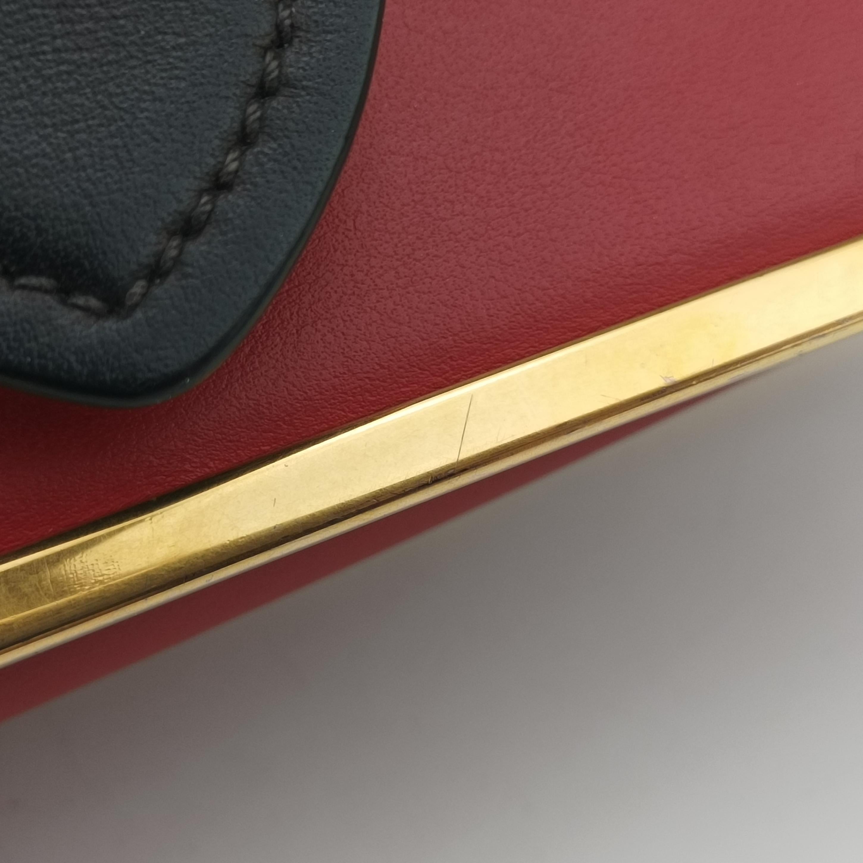 Pre-owned Prada Cahier Red x Black Leather 1BD045 shoulderbag | stylenewstar