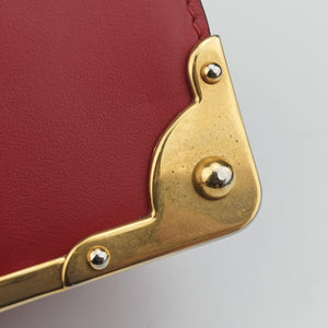 Pre-owned Prada Cahier Red x Black Leather 1BD045 shoulderbag | stylenewstar