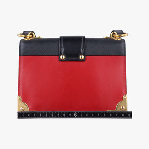 Pre-owned Prada Cahier Red x Black Leather 1BD045 shoulderbag | stylenewstar