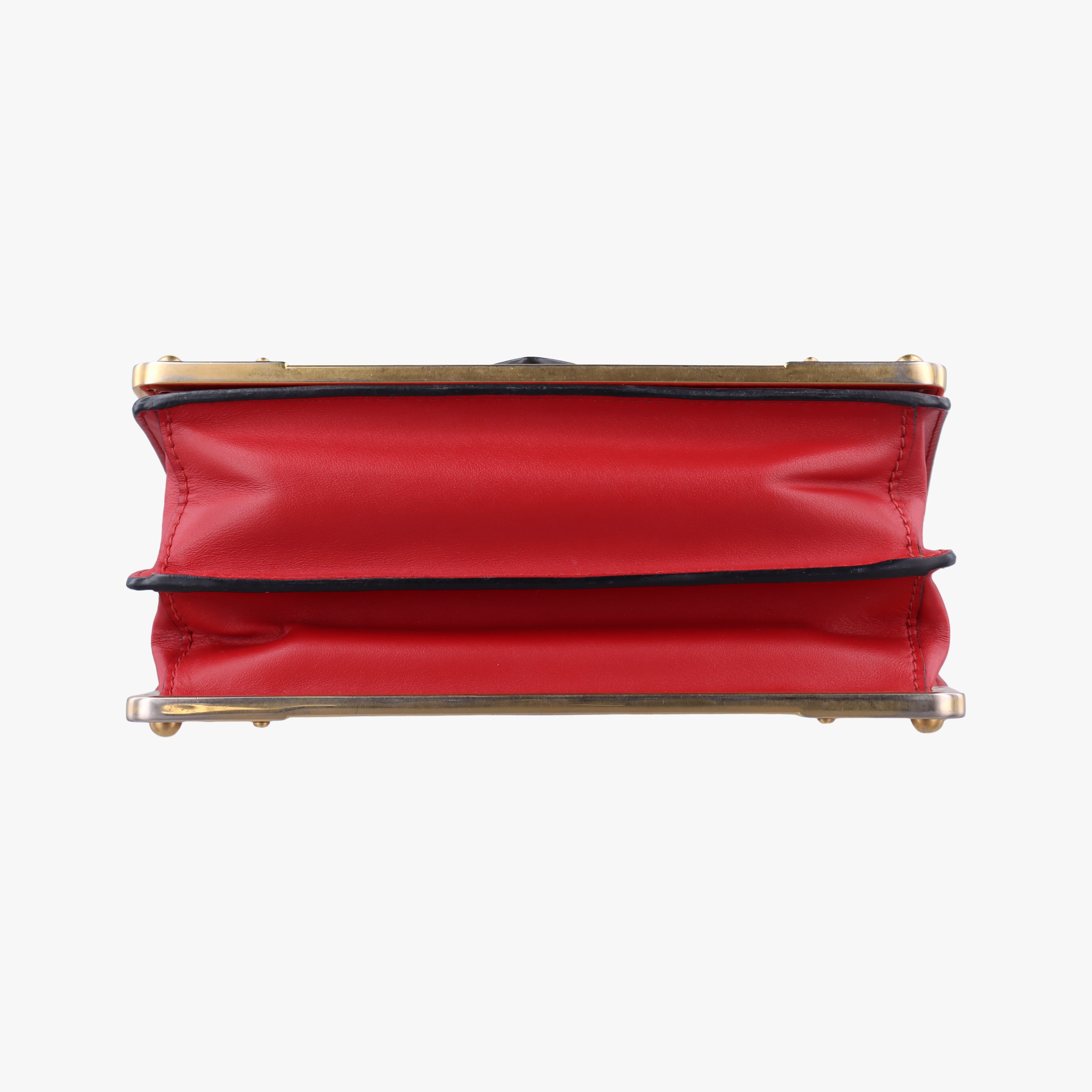 Pre-owned Prada Cahier Red x Black Leather 1BD045 shoulderbag | stylenewstar