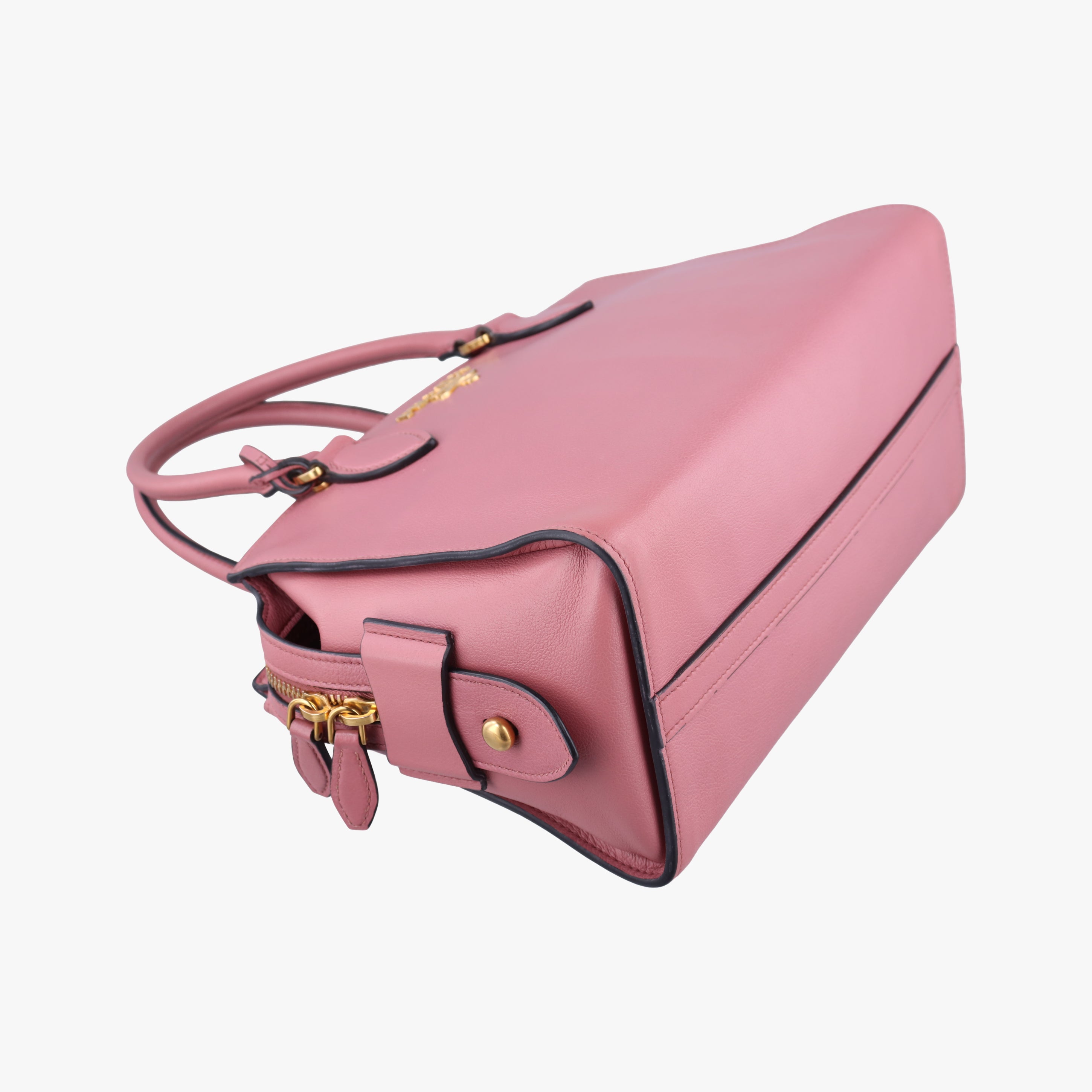 Pre-owned Prada Embossed LOGO Pink SAFFIANO Leather 1BA164 shoulderbag | stylenewstar