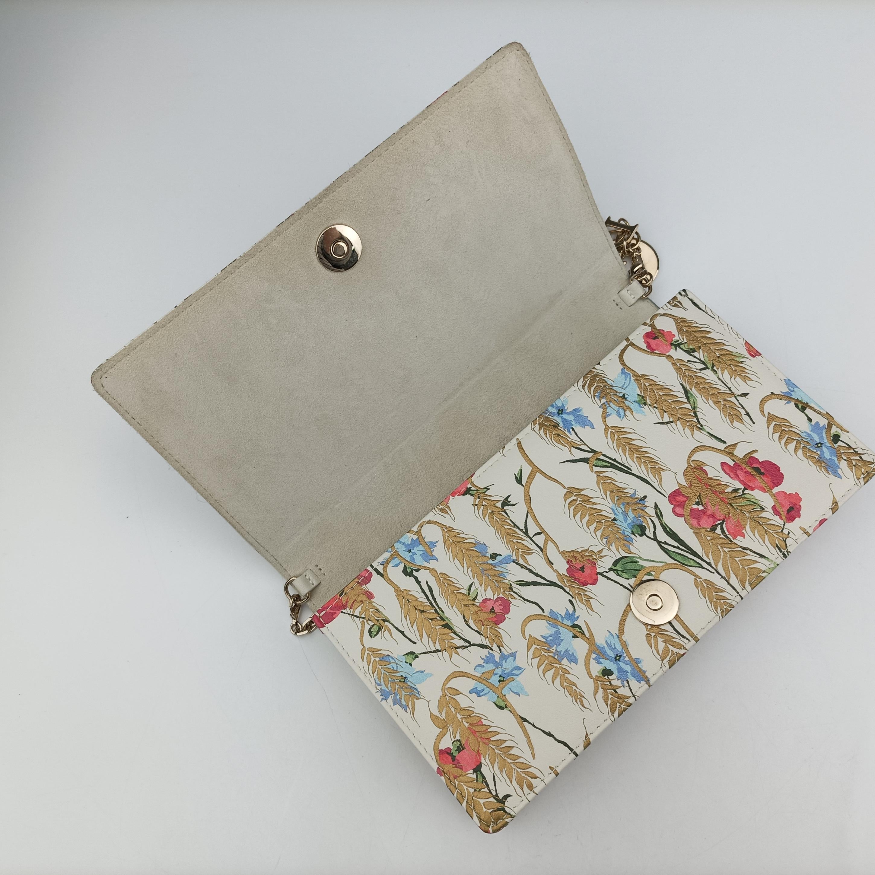 Pre-owned Christian Dior Lady Dior Chain Wallet Ivory/Multicolor Leather  shoulderbag | stylenewstar