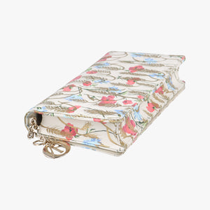 Pre-owned Christian Dior Lady Dior Chain Wallet Ivory/Multicolor Leather  shoulderbag | stylenewstar