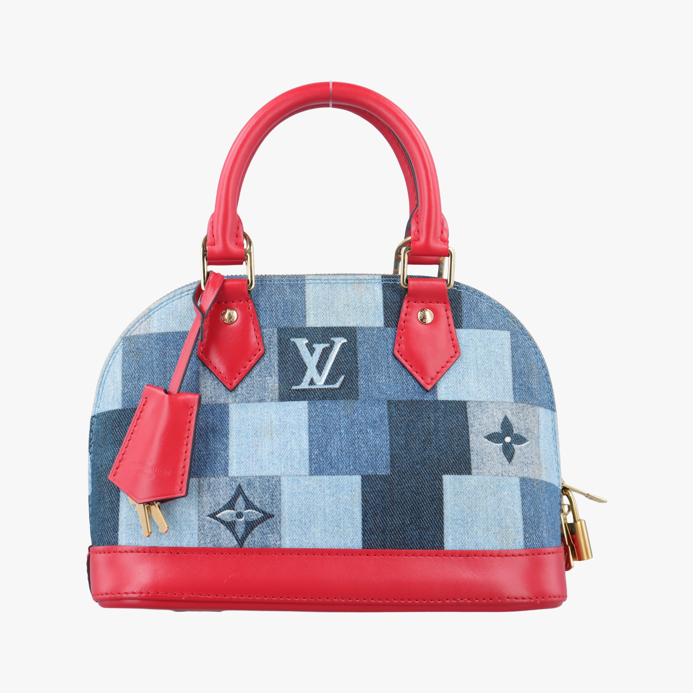 Pre-owned Louis Vuitton Alma BB DENIM×ROUGE Denim Monogram Patchwork M45042 shoulderbag | stylenewstar