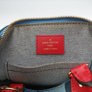 Pre-owned Louis Vuitton Alma BB DENIM×ROUGE Denim Monogram Patchwork M45042 shoulderbag | stylenewstar