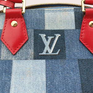 Pre-owned Louis Vuitton Alma BB DENIM×ROUGE Denim Monogram Patchwork M45042 shoulderbag | stylenewstar