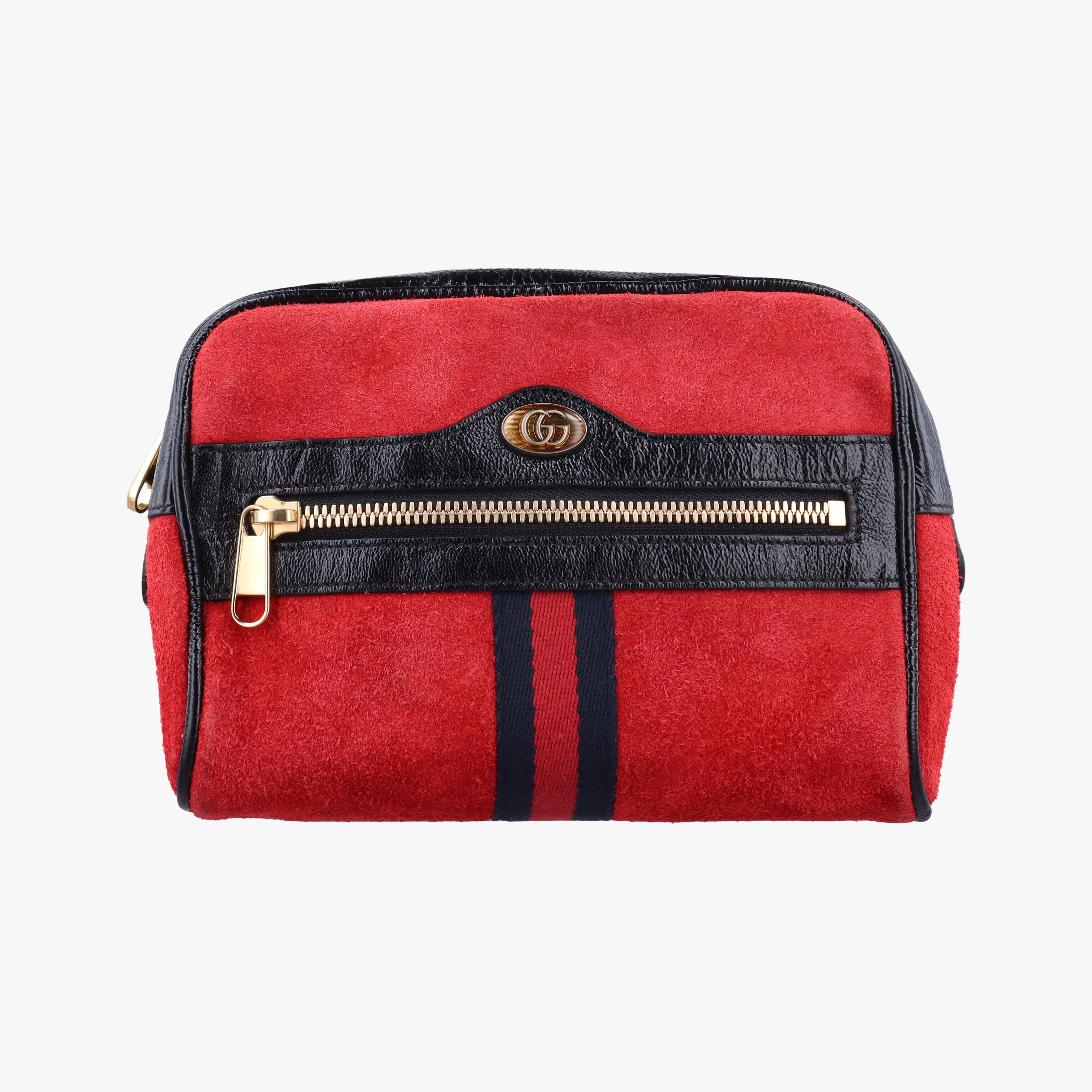 Pre-owned Gucci Ophidia Red×Black Suede× Leather 517076 bum bag/waist bag | stylenewstar