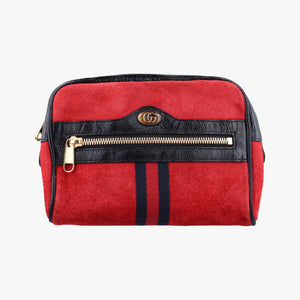 Pre-owned Gucci Ophidia Red×Black Suede× Leather 517076 bum bag/waist bag | stylenewstar