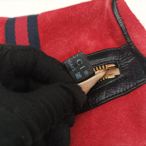 Pre-owned Gucci Ophidia Red×Black Suede× Leather 517076 bum bag/waist bag | stylenewstar