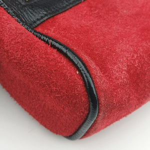 Pre-owned Gucci Ophidia Red×Black Suede× Leather 517076 bum bag/waist bag | stylenewstar