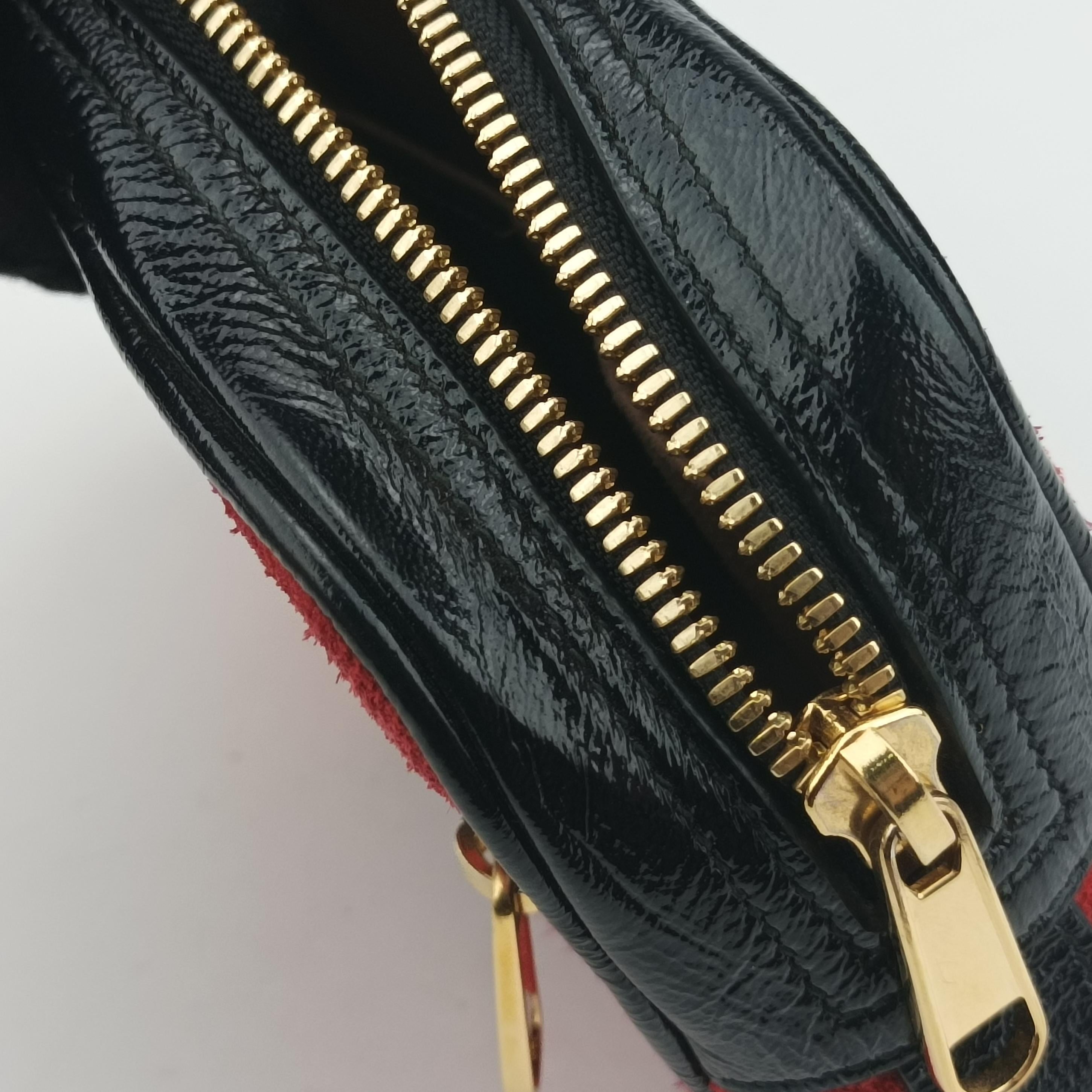 Pre-owned Gucci Ophidia Red×Black Suede× Leather 517076 bum bag/waist bag | stylenewstar