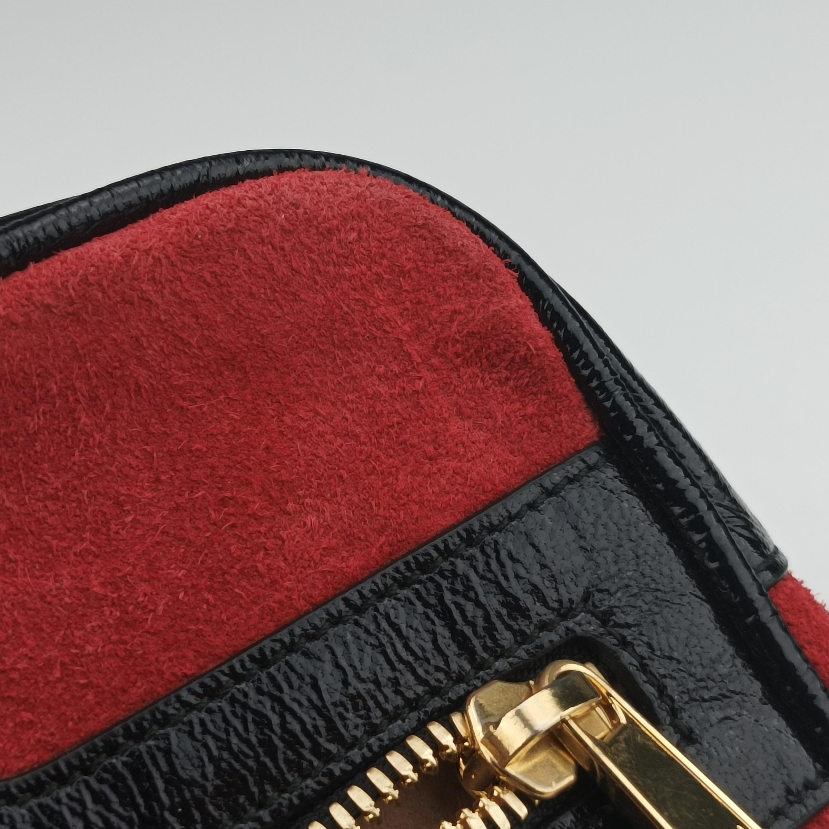 Pre-owned Gucci Ophidia Red×Black Suede× Leather 517076 bum bag/waist bag | stylenewstar