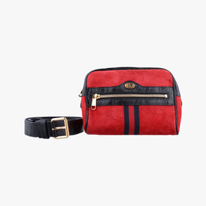 Pre-owned Gucci Ophidia Red×Black Suede× Leather 517076 bum bag/waist bag | stylenewstar