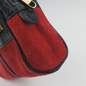 Pre-owned Gucci Ophidia Red×Black Suede× Leather 517076 bum bag/waist bag | stylenewstar