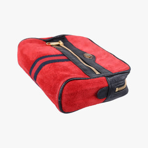 Pre-owned Gucci Ophidia Red×Black Suede× Leather 517076 bum bag/waist bag | stylenewstar