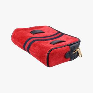 Pre-owned Gucci Ophidia Red×Black Suede× Leather 517076 bum bag/waist bag | stylenewstar