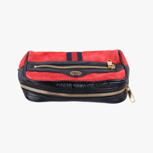 Pre-owned Gucci Ophidia Red×Black Suede× Leather 517076 bum bag/waist bag | stylenewstar