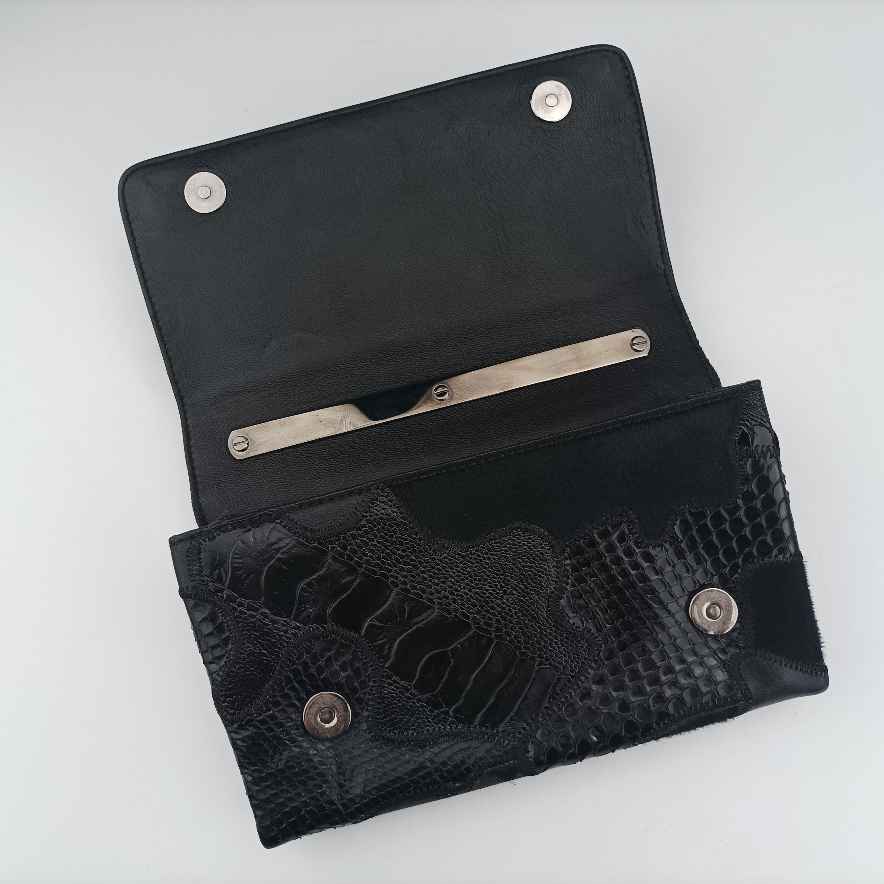 Pre-owned Valentino Rockstud Va Va Voom Black Ponyhair×Leather×Snakeskin  shoulderbag | stylenewstar