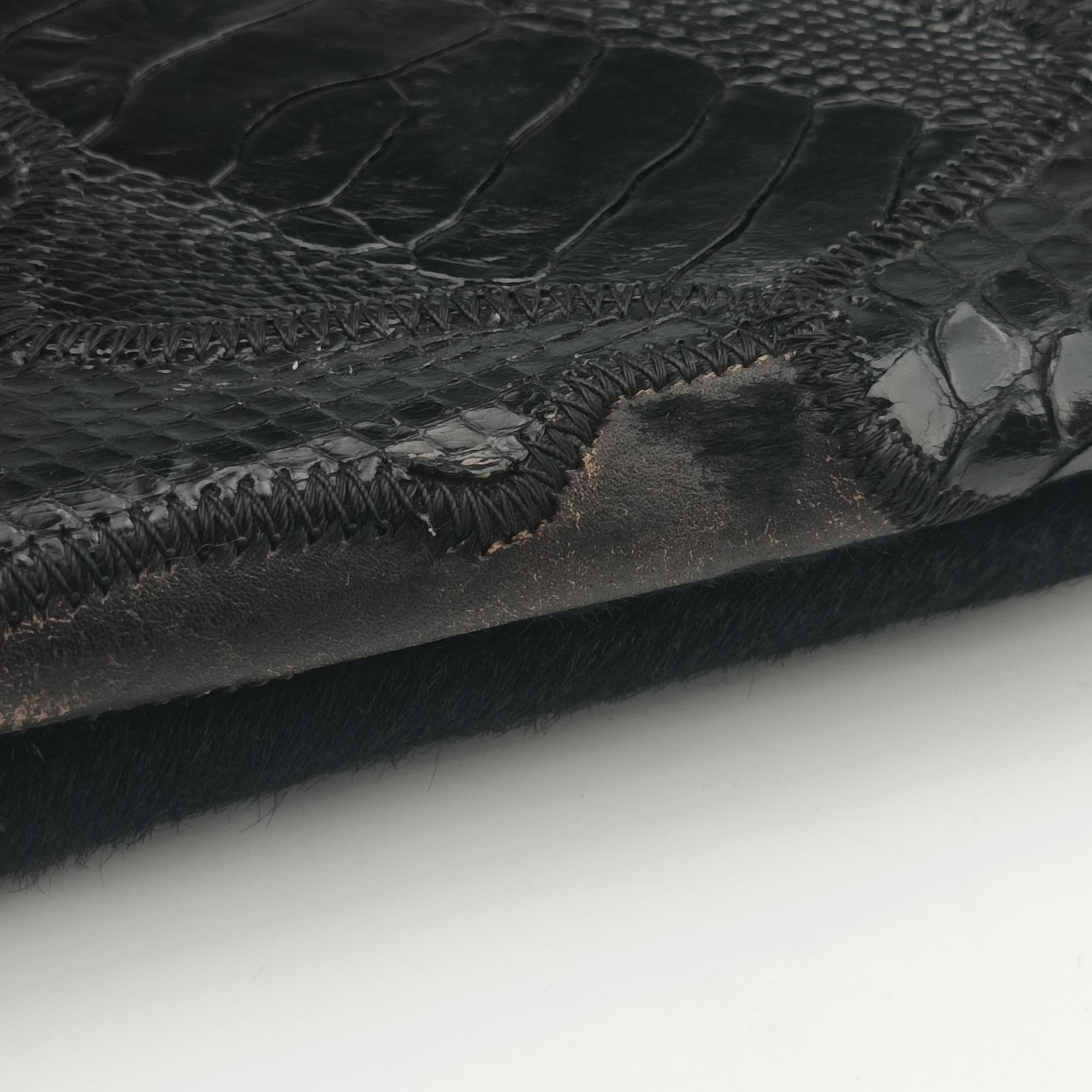 Pre-owned Valentino Rockstud Va Va Voom Black Ponyhair×Leather×Snakeskin  shoulderbag | stylenewstar