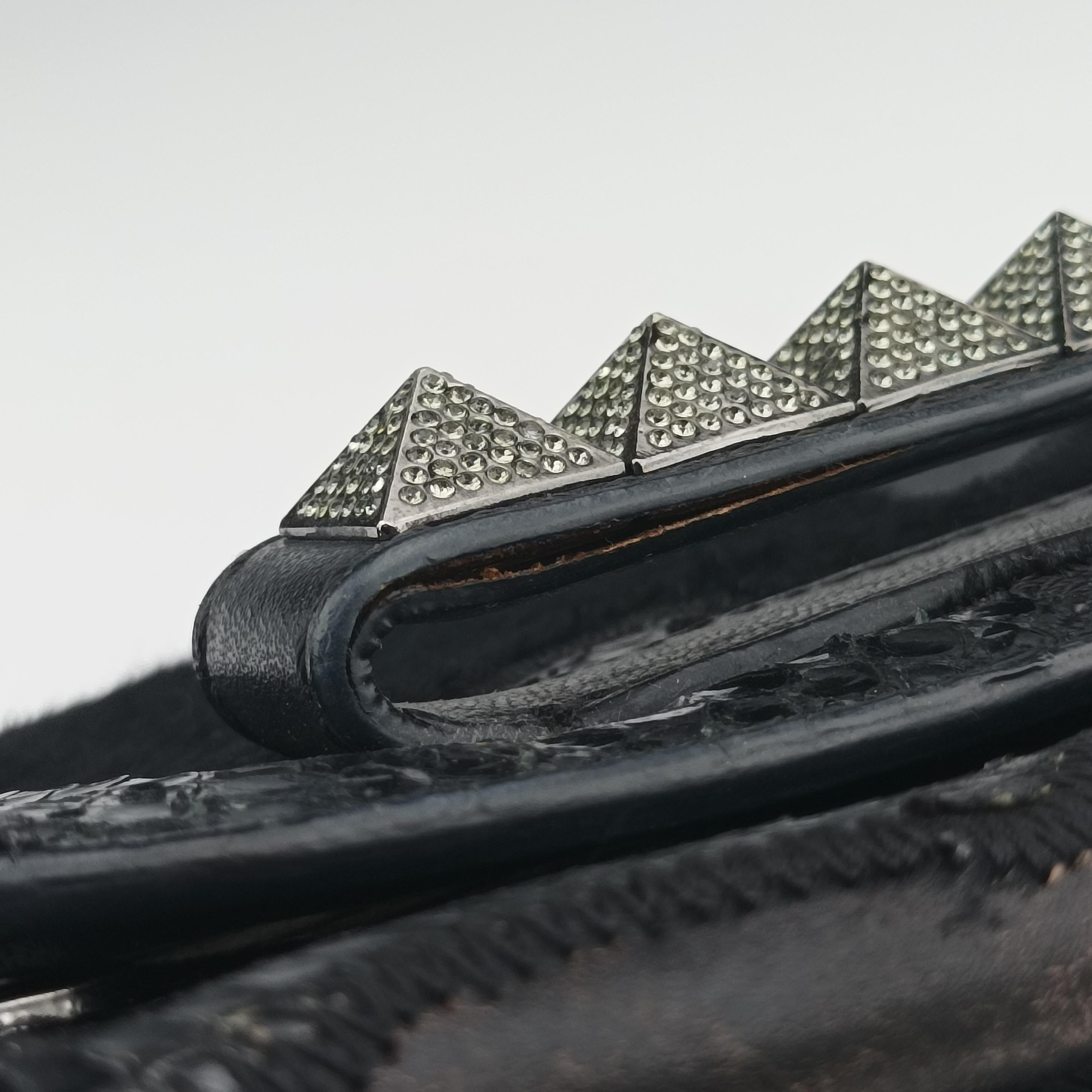 Pre-owned Valentino Rockstud Va Va Voom Black Ponyhair×Leather×Snakeskin  shoulderbag | stylenewstar