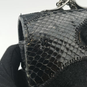 Pre-owned Valentino Rockstud Va Va Voom Black Ponyhair×Leather×Snakeskin  shoulderbag | stylenewstar