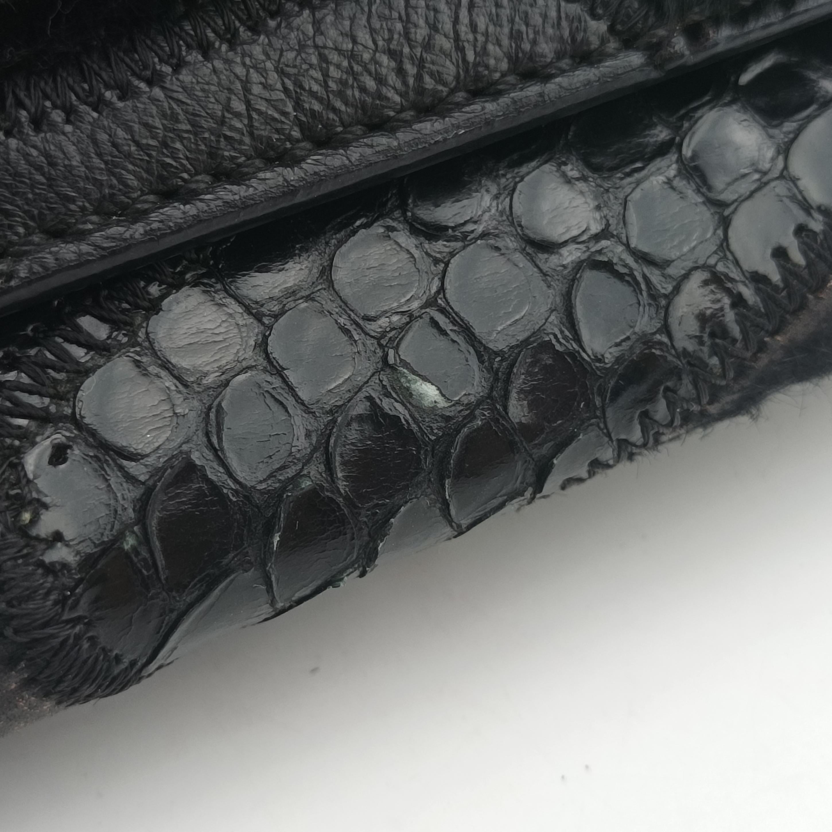 Pre-owned Valentino Rockstud Va Va Voom Black Ponyhair×Leather×Snakeskin  shoulderbag | stylenewstar