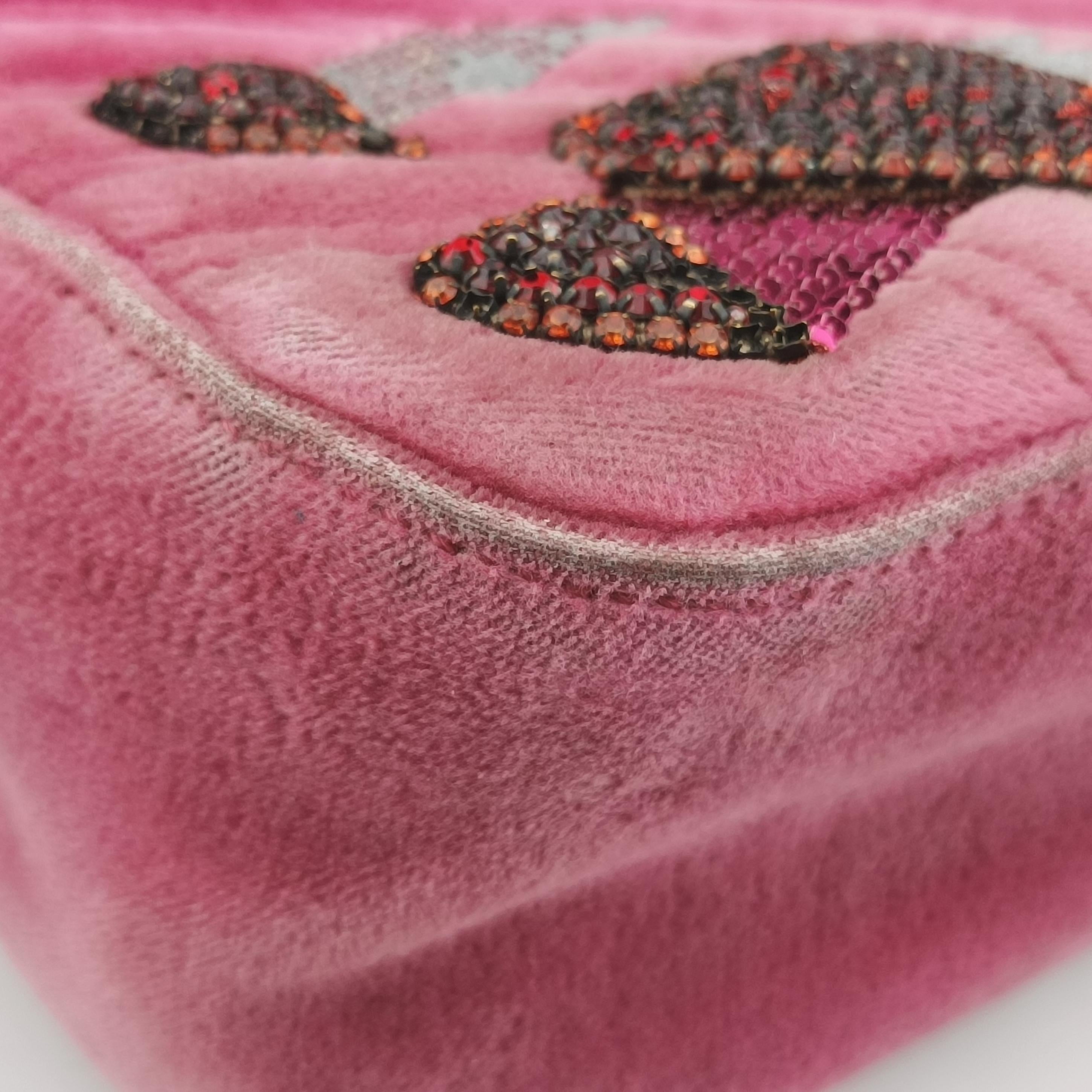 Secondhand Gucci GG Marmont Pink Velour×Sequins 443497 shoulderbag | stylenewstar