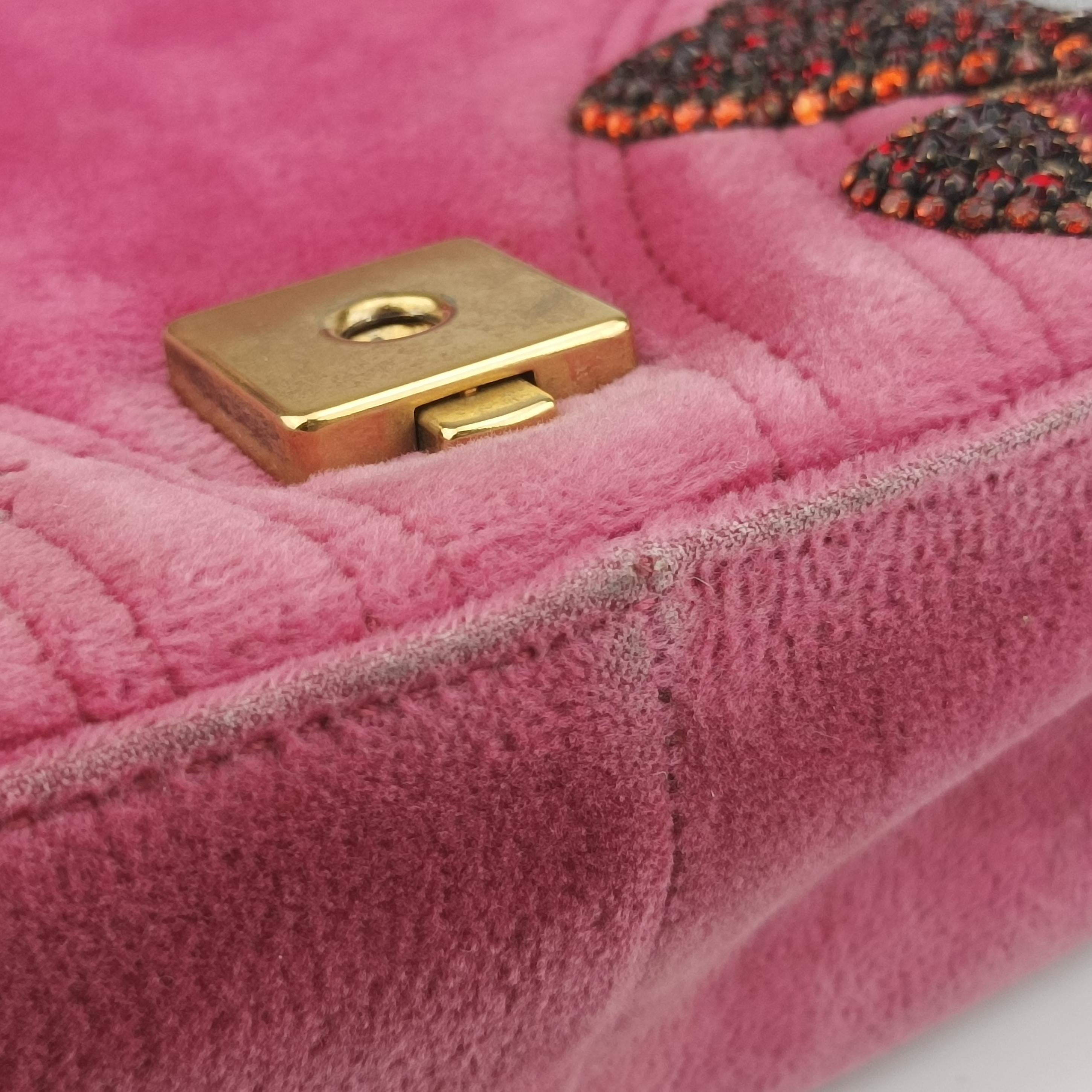 Secondhand Gucci GG Marmont Pink Velour×Sequins 443497 shoulderbag | stylenewstar