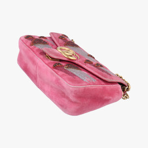 Secondhand Gucci GG Marmont Pink Velour×Sequins 443497 shoulderbag | stylenewstar