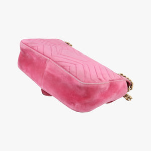 Secondhand Gucci GG Marmont Pink Velour×Sequins 443497 shoulderbag | stylenewstar