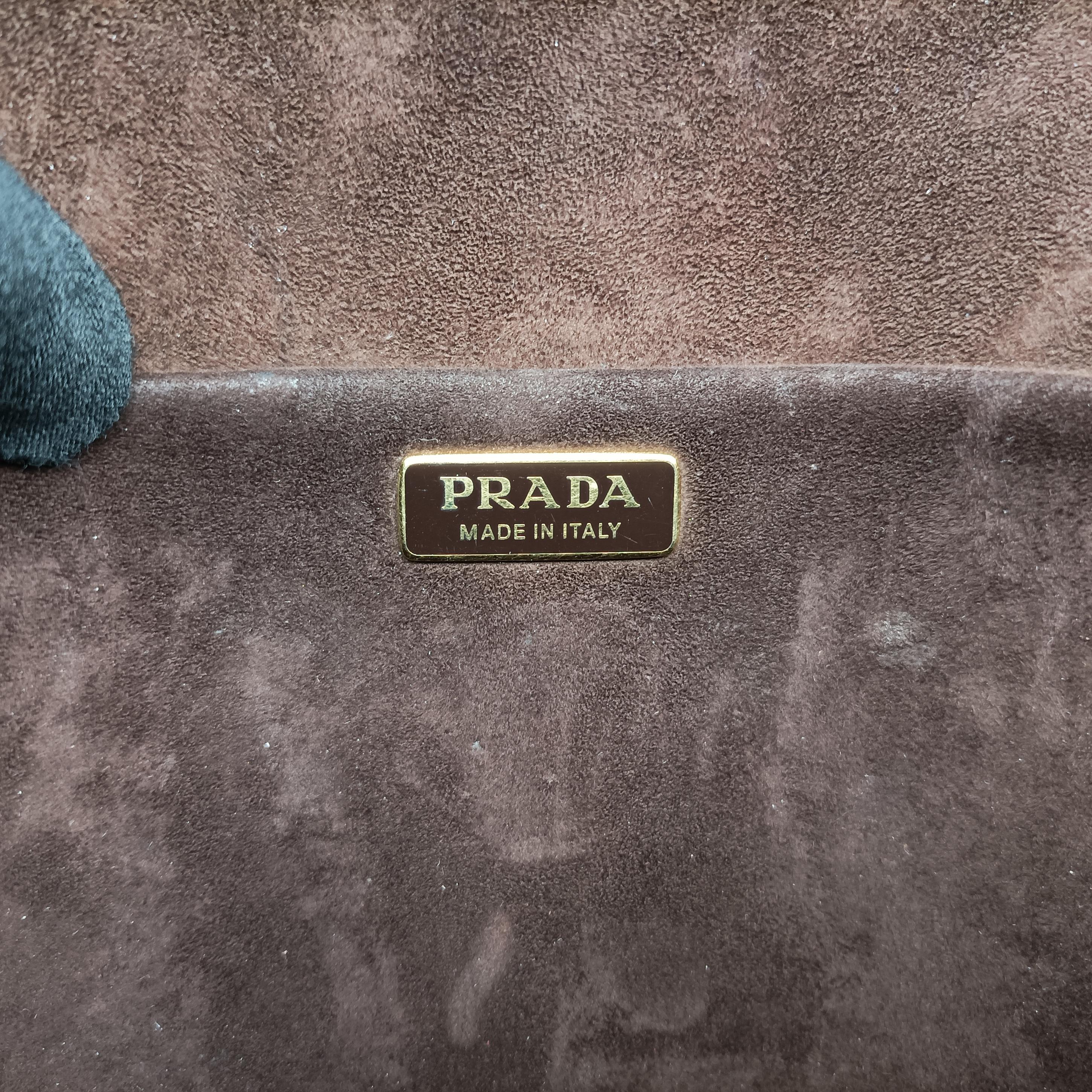 Secondhand Prada Animalier Cahier Lions Head Yellow×Brown Velvet 1BD089 shoulderbag | stylenewstar