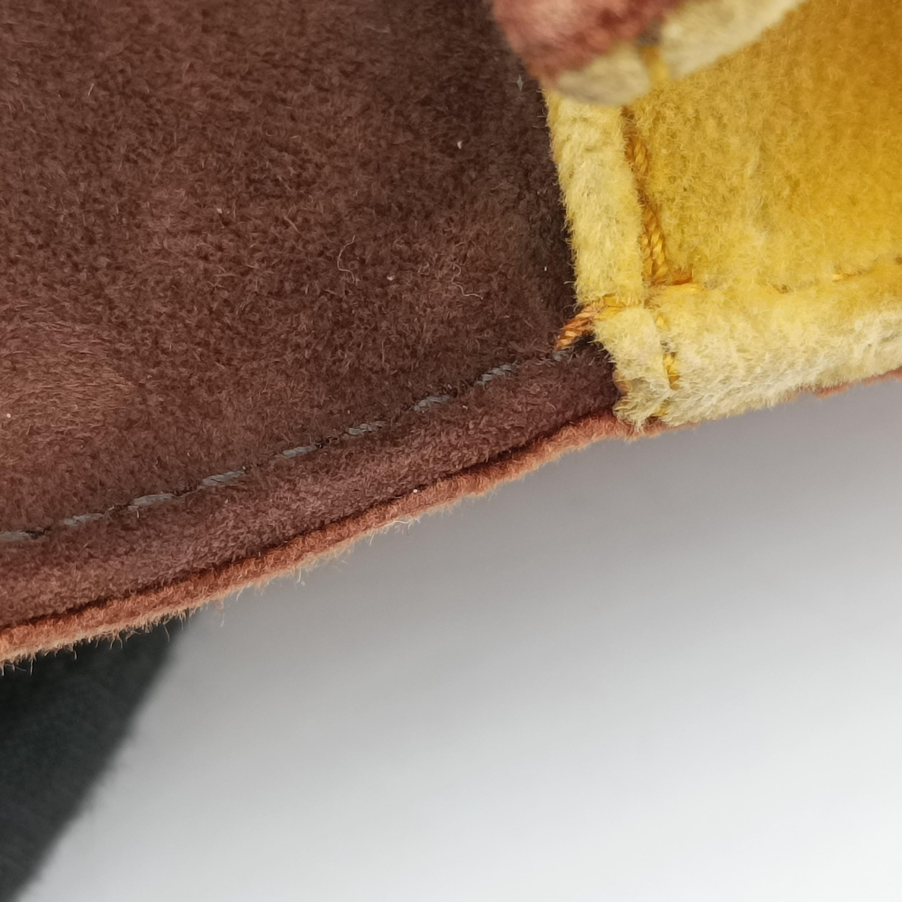 Secondhand Prada Animalier Cahier Lions Head Yellow×Brown Velvet 1BD089 shoulderbag | stylenewstar