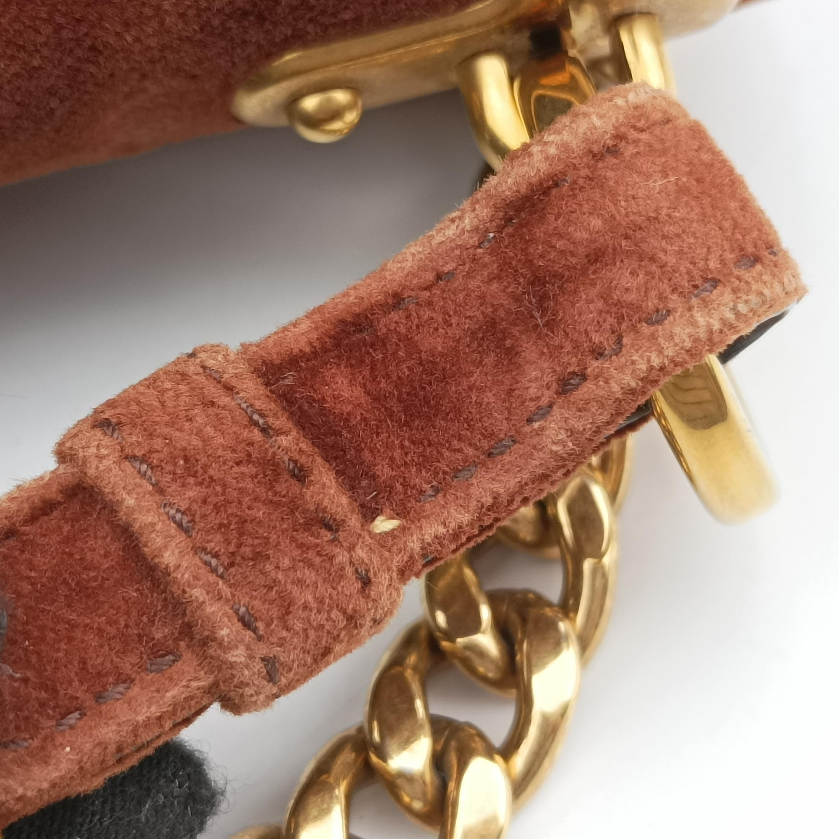 Secondhand Prada Animalier Cahier Lions Head Yellow×Brown Velvet 1BD089 shoulderbag | stylenewstar