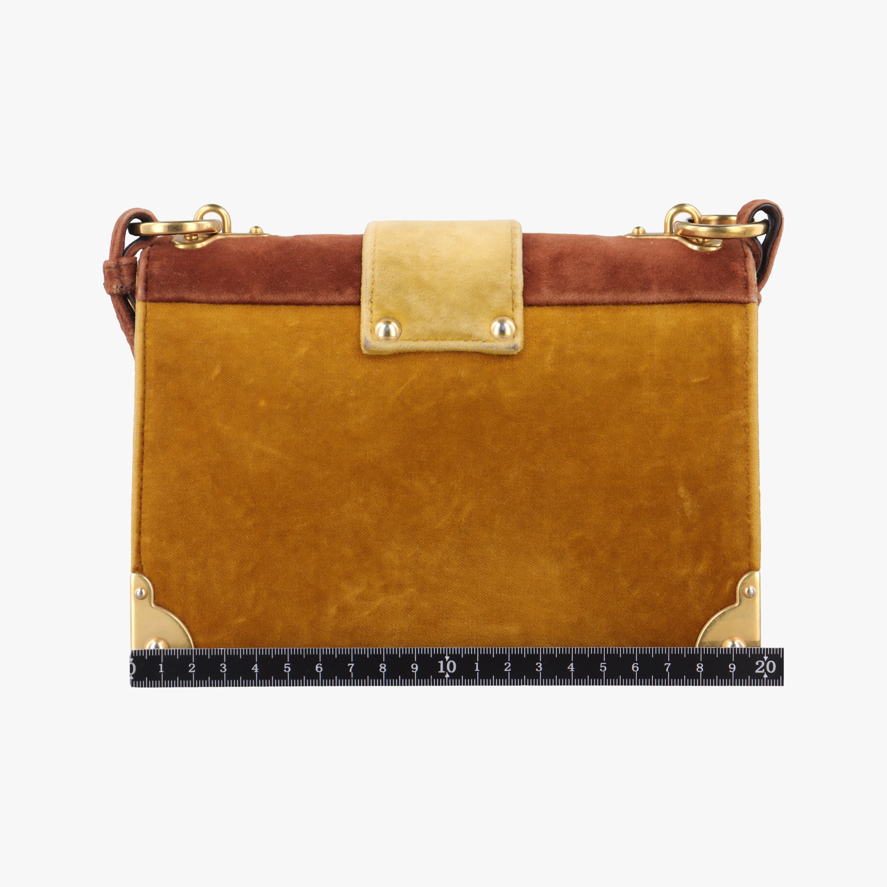 Secondhand Prada Animalier Cahier Lions Head Yellow×Brown Velvet 1BD089 shoulderbag | stylenewstar